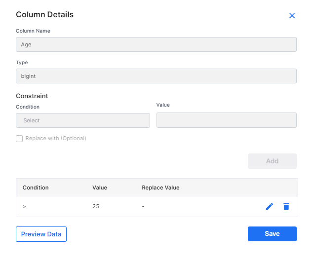 Data Crawler Filter Constraint